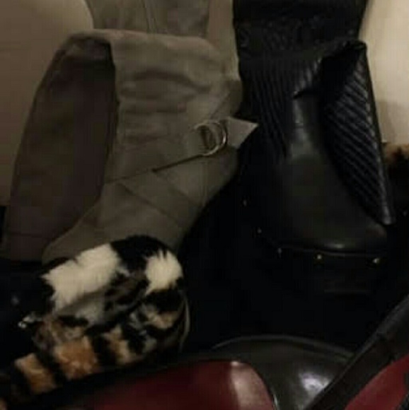 Grey suede zip up knee high boots - Picture 4 of 7